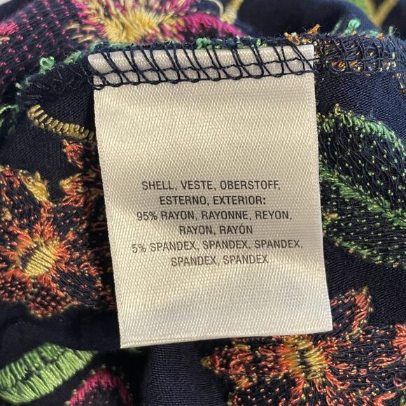 Meadow Rue Cartagena Embroidered Tank Womens Small Navy Floral Anthropologie Top - Picture 7 of 9